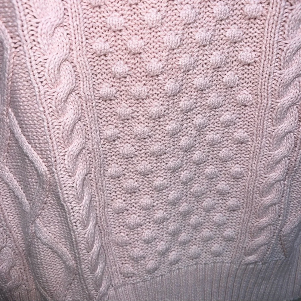 Chaps Light Pink Cable Knit Boat Neck Cotton Sweater Size Small